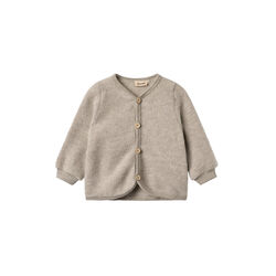 Wool Fleece Cardigan Kari, khaki melange, Wheat