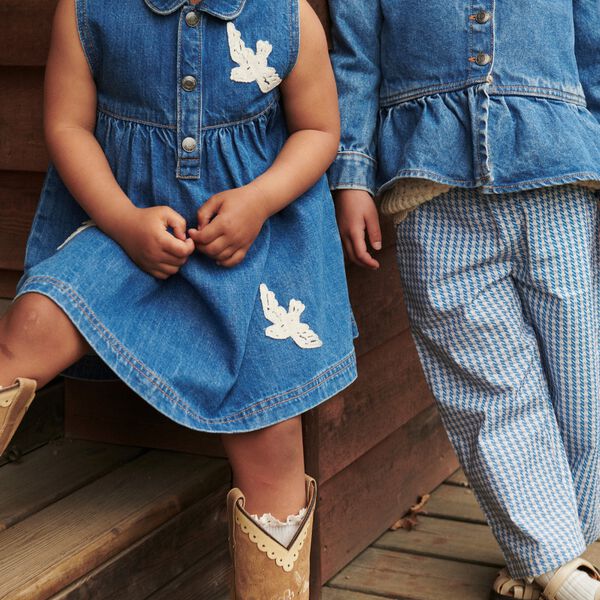 Denim Dress w. Crochet Doves, Copenhagen Colors Organics
