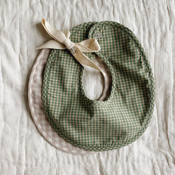 Bibi Bib 2-Pack, green check, Lalaby