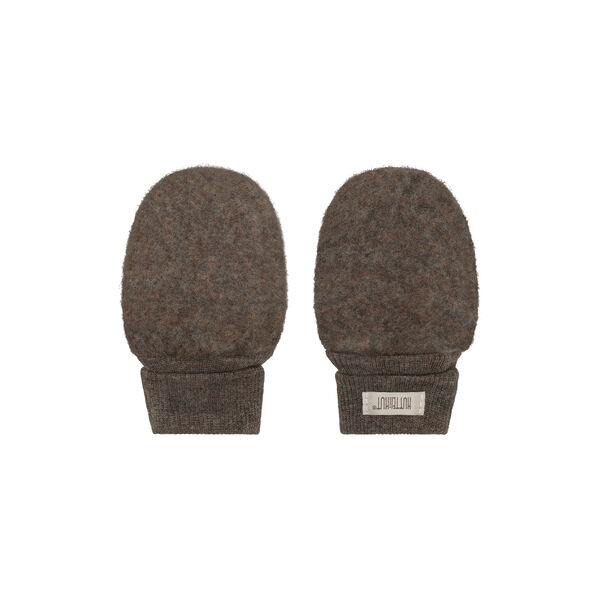 Mittens Wool Fleece, brown melange, HUTTEliHUT