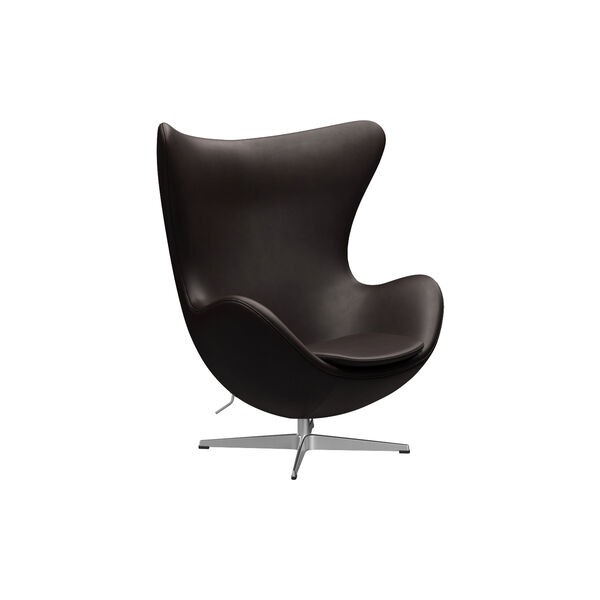 &AElig;gget&trade; 3316 loungestol, Grace dark brown/satin brushed aluminium, Fritz Hansen