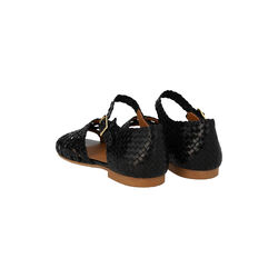 H&aring;ndflettet sandal med hulm&oslash;nster detalje, black, ANGULUS