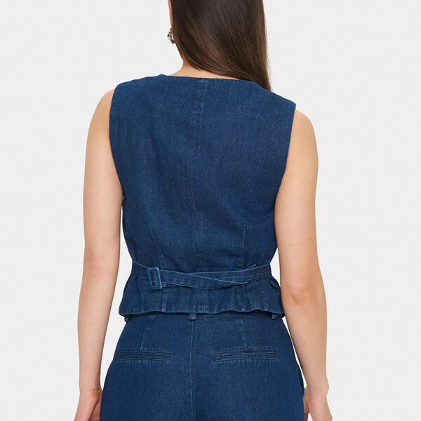 JaclynSZ Vest, dark blue denim, Saint Tropez