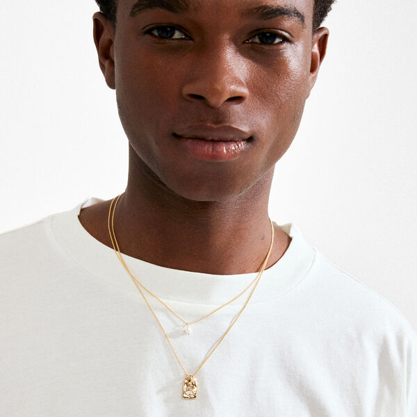 FIRE halsk&aelig;de 2-i-1 s&aelig;t, guldbelagt, Pilgrim