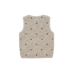 Vest Wool Emb. w. Lining, sand melange, HUTTEliHUT
