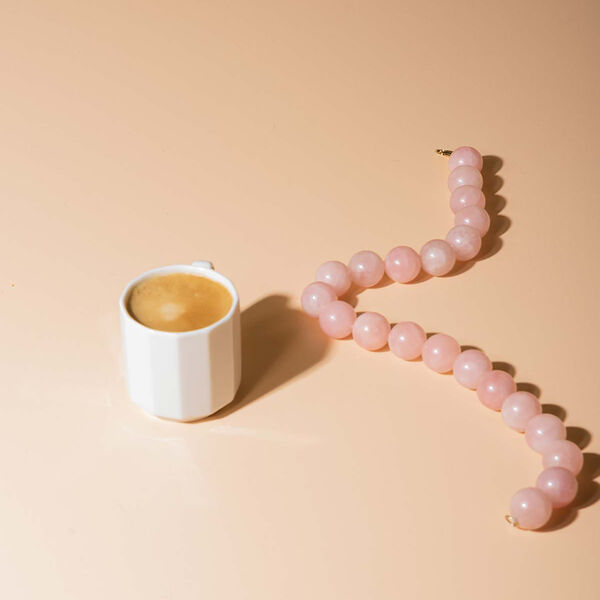 ARCADE FORTUNE CHOKER HALSK&AElig;DE, forgyldt/rosakvarts, House of Vincent
