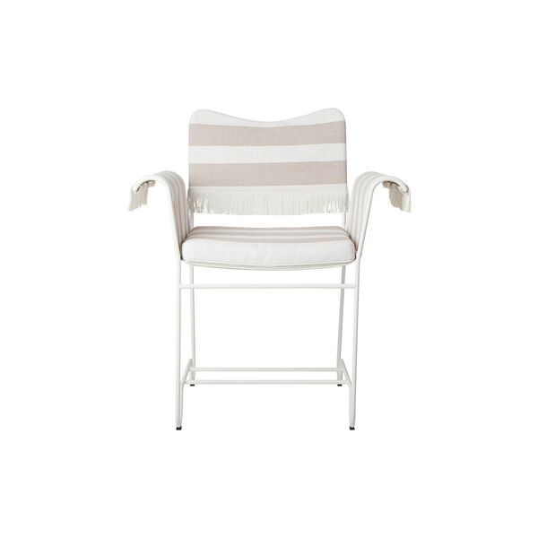 Tropique Dining Chair with Fringes, Leslie Stripe Limonta 40/classic white semi matt, GUBI