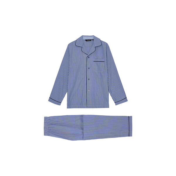 Salzburg Pyjamas, navy/light blue strips/navy piping, Ambassador 1867