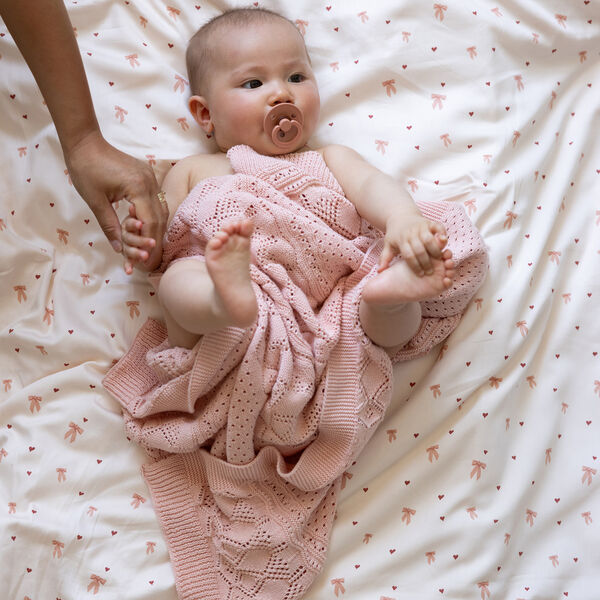 Pointelle baby striktæppe, sorbet, Cam Cam Copenhagen