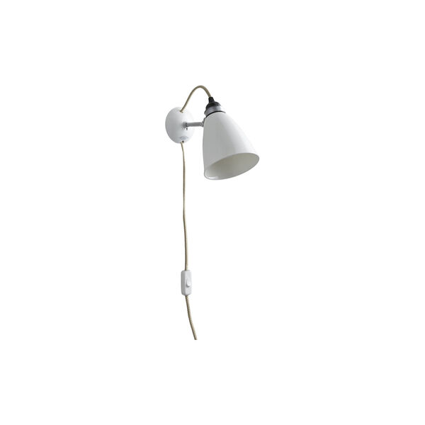Hector Medium Dome Wall Light Plug with Switch & Cable, natural white, Original BTC