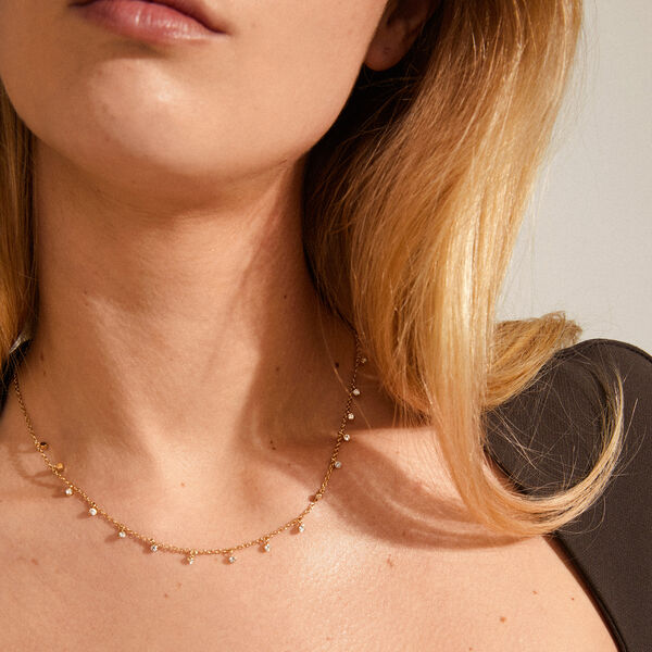 MAJA Crystal Multi Drops Armb&aring;nd, gold plated, Pilgrim