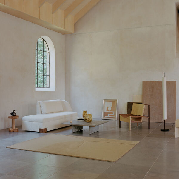 Split Plains gulvt&aelig;ppe, mustard, Linie Design