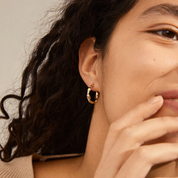 ZION Organic Shaped Hoops Medium, gold plated ZION Organic Shaped Hoops Medium, gold plated, Pilgrim