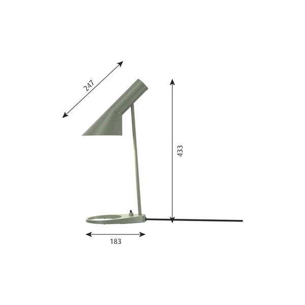 AJ Mini bordlampe, pale petroleum, Louis Poulsen