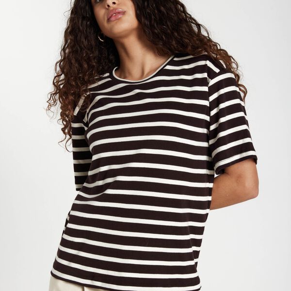 IguanuraBBBasic tee, brown stripe, Bruuns Bazaar