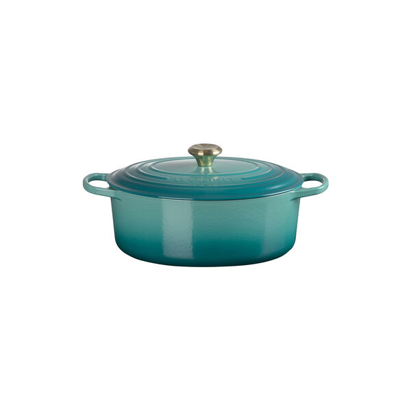 Signature st&oslash;bejern oval gryde &Oslash; 31 cm, bleu riviera, Le Creuset
