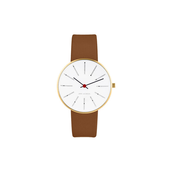 Bankers armb&aring;ndsur, white/gold/brown, Arne Jacobsen Watches