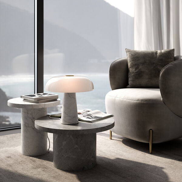 Glossy bordlampe, opal hvid, Design For The People