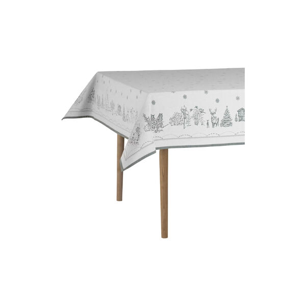 Julemorgen Story | Damask dug | 140x300 | Hvid/gr&oslash;n, Wik & Wals&oslash;e