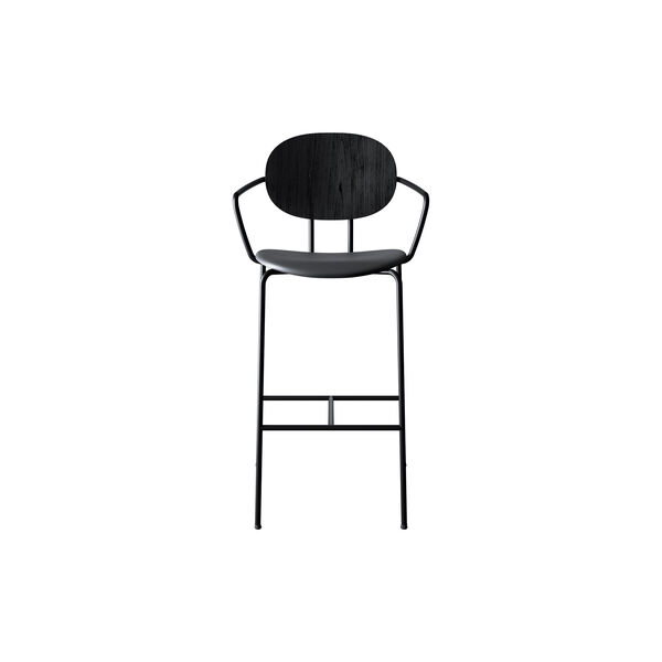 PIET HEIN Bar Chair with Arms, black lacquered oak/Solid Black 509 PIET HEIN Bar Chair with Arms, black lacquered oak/Solid Black 509, Sibast Furniture