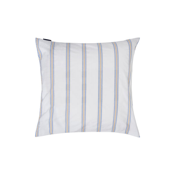 Dobby Striped Washed Cotton Percale Pillowcase, white/blue/beige, Lexington