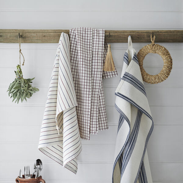 Garn viskestykke, bl&aring;/terracotta, Rosendahl