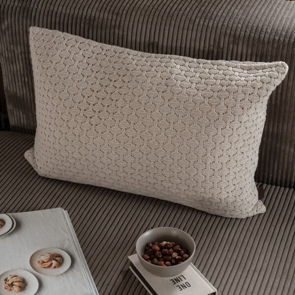 Strikket Pude Mauntain, beige melange, By LOHN