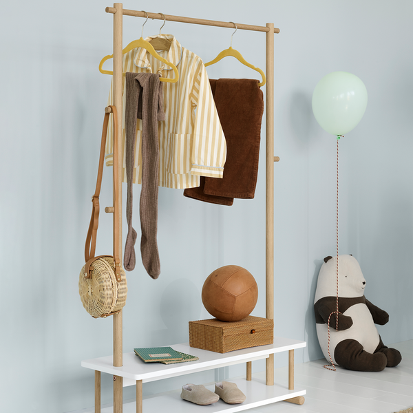 Camp tøjstativ, hvid/eg, Oliver Furniture