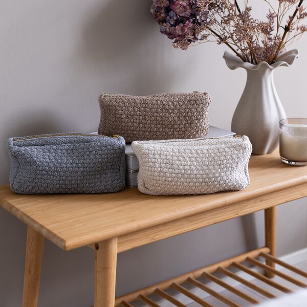 Strikket Clutch Petra, beige melange, By LOHN