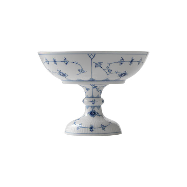 Musselmalet Riflet skål på høj fod 80 cl, Royal Copenhagen