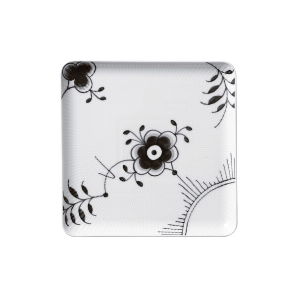 Sort Mega Riflet firkantet tallerken 20 cm, Royal Copenhagen