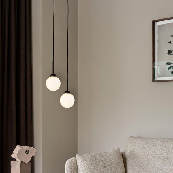 Apiales 1 Small Pendant, satin black/opal, Nuura