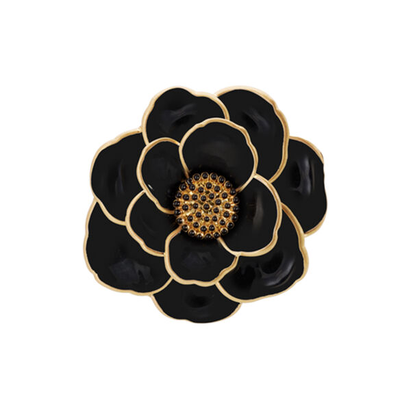 PEONY flower pendant small, carbon black, bangle up