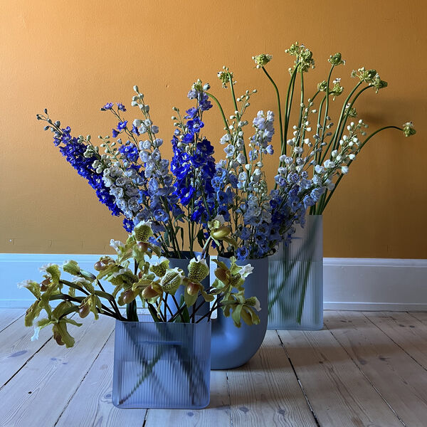 Ridge Vase, light blue/frosted glass Ridge Vase, light blue/frosted glass, Muuto