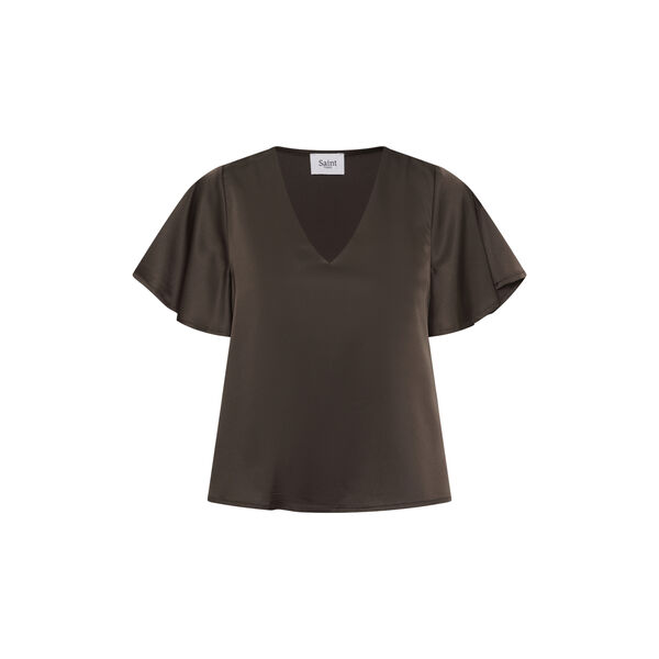 LodisaSZ SS Blouse, chocolate brown, Saint Tropez