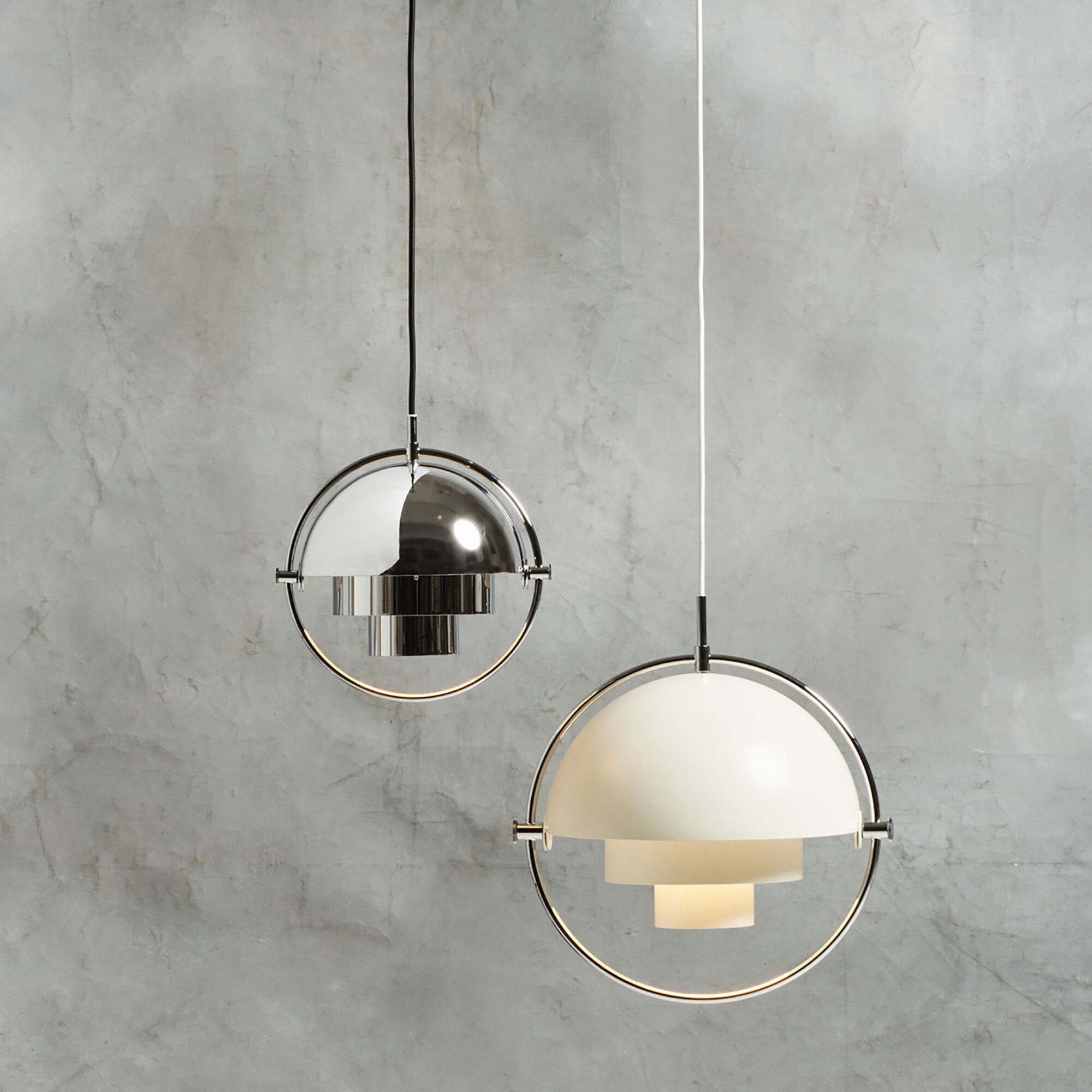 Køb Multi-Lite Pendant, white semi matt/chrome | GUBI
