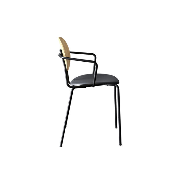 PIET HEIN Chair with Arms, hvidpigmenteret eg//Solid Black 509 PIET HEIN Chair with Arms, hvidpigmenteret eg//Solid Black 509, Sibast Furniture