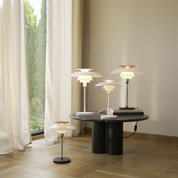 PH 80 Portable lampe, opal white/high lustre chrome plated, Louis Poulsen