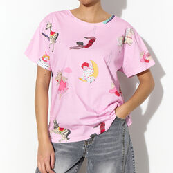 Mirage T-shirt, pink showstopper art print, HUNK&Oslash;N