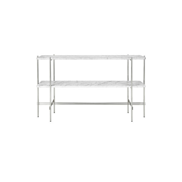 TS Console with 2 Racks, white carrara marble/steel TS Console with 2 Racks, white carrara marble/steel, GUBI