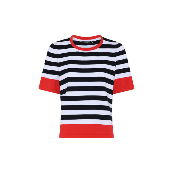 Cotton Nautical Stripe Knit, white/navy/poppy red, Micha