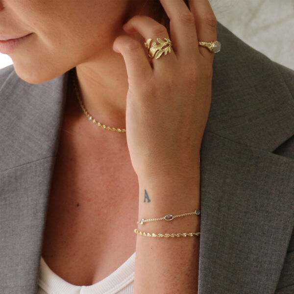 Jade | Goldplated / Rose Quartz | Armb&aring;nd, Pure by Nat