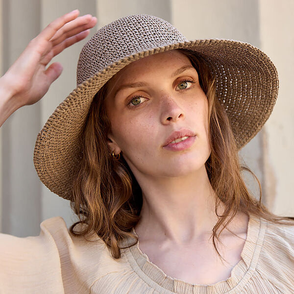RAFFIA&nbsp;Hat&nbsp;stor skygge, taupe, Bella Ballou