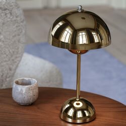 Flowerpot VP9 Portable Table Lamp, brass-plated, &Tradition