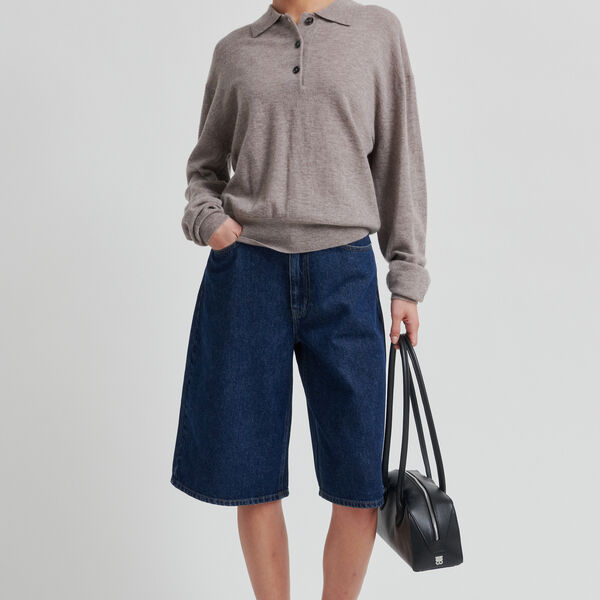 Claro Knit Polo, mid brown melange, Second Female