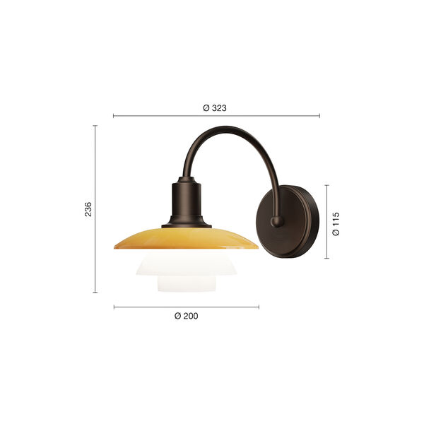 PH 2/2 V&aelig;glampe Centenary Edition, amber/opal white, Louis Poulsen