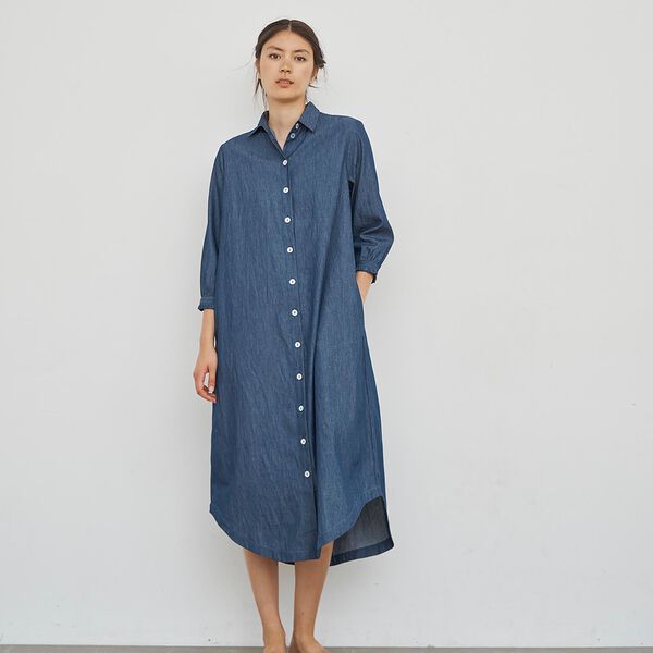 Joy Shirt Dress, blue denim, CARE BY ME