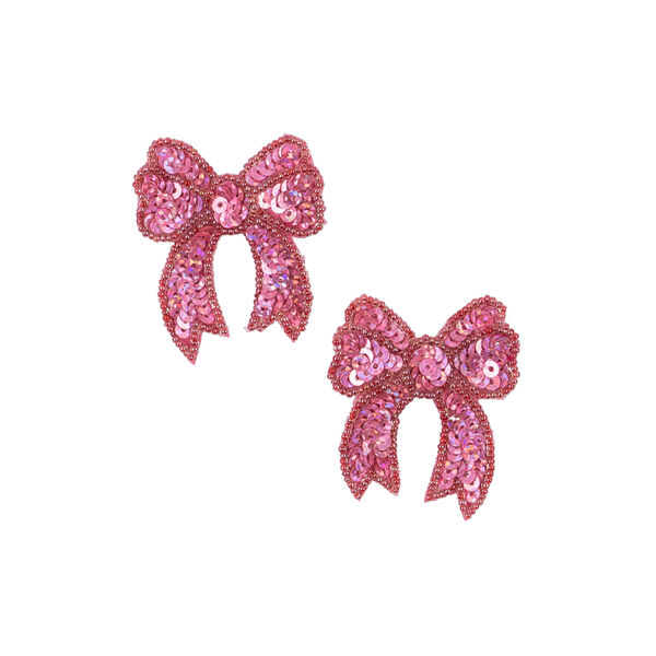 2 Pack Sequin Bow Hair Clip, rapture rose, Konges Sløjd