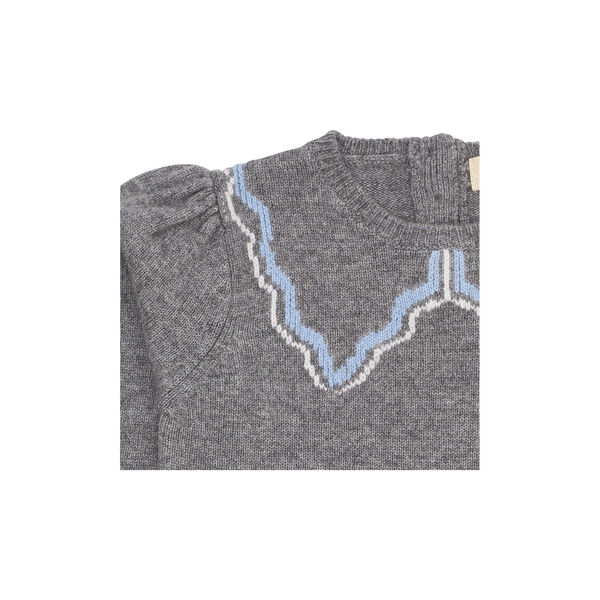 Cashmere  Blouse w. Collar Deco, dark grey/blue comb., Copenhagen Colors Organics