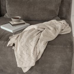 Strikket Plaid Mauntain, beige melange, By LOHN